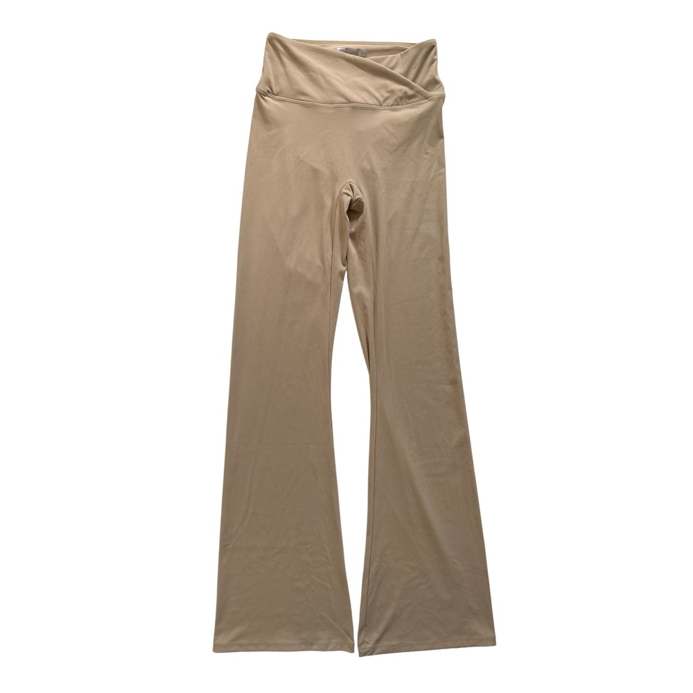 Forever 21 Tan Crossover Waist Scrunch Butt Flare Yoga Pants Small High Rise